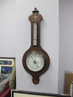 Lot 1551 - Edwardian Inlaid Mahogany Banjo Barometer,...