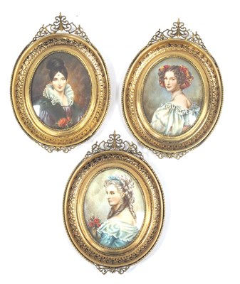 Lot 1356 - Set of Three Oval Miniatures, featuring...