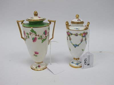 Lot 1247 - Minton China Lidded Urn, hand painted with...