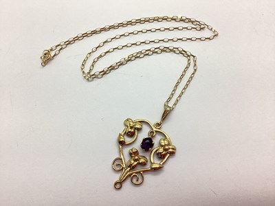 Lot 95 - A 9ct Gold Stone Set Lavalier Pendant, the...