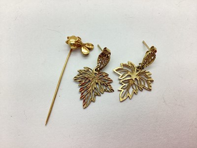Lot 82 - A Pair of Abstract Foliage Drop Earrings, of...