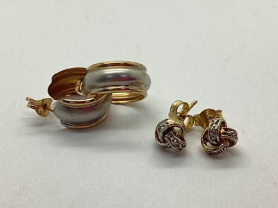 Lot 85 - A Pair of Modern Diamond Set Two-Tone Earstuds,...