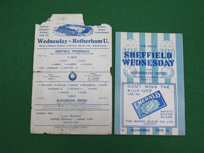 Lot 1309 - 1943 Sheffield Wednesday v. Rotherham United...