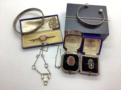 Lot 81 - A Rectangular Marcasite and Polished Hardstone...