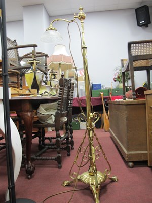 Lot 1557 - Brass Floorstanding Expanding Reading Lamp.
