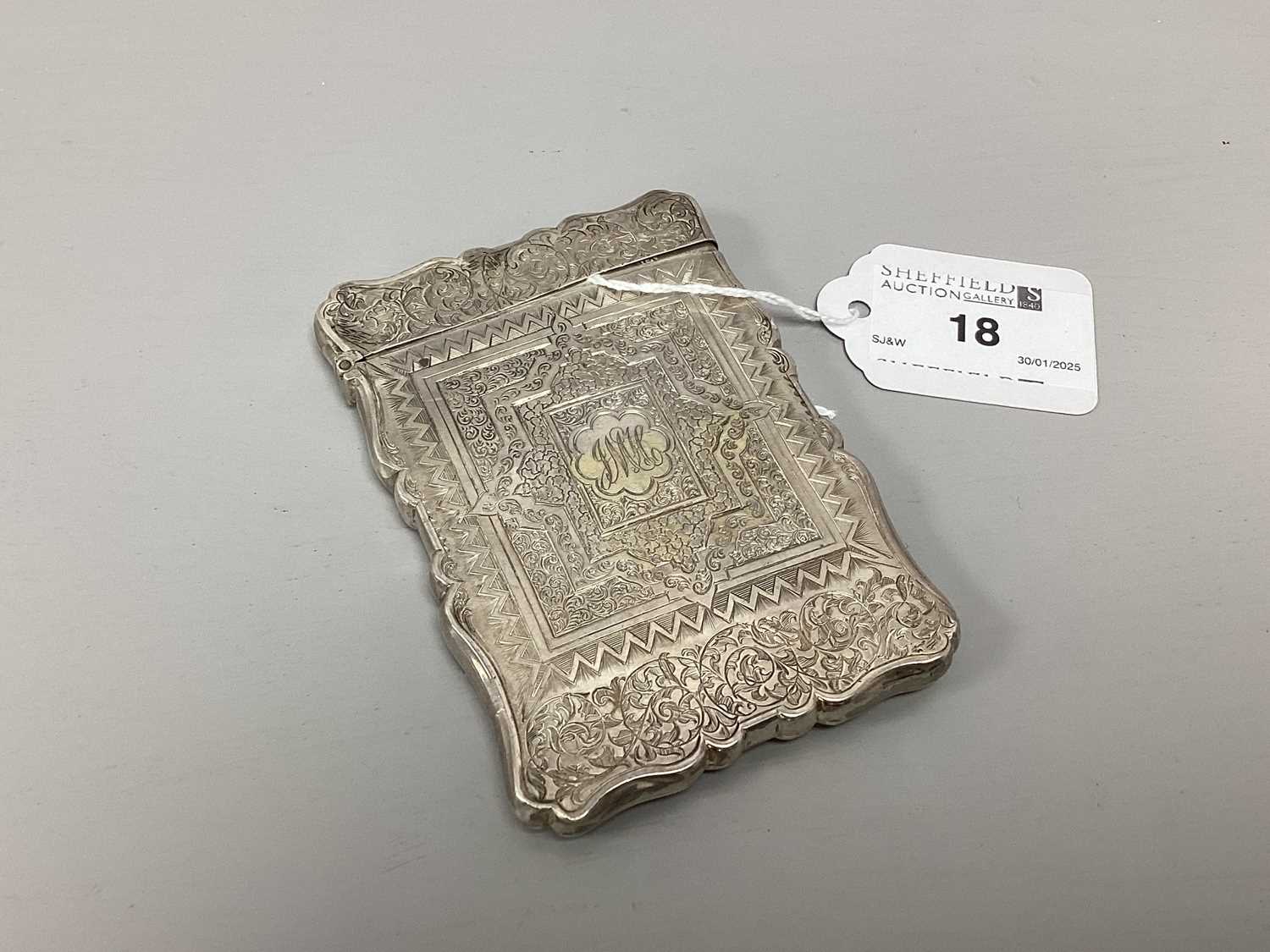 Lot 18 - A Victorian Hallmarked Silver Card Case, H.A,...