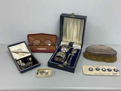 Lot 26 - A Hallmarked Silver Backed Brush, of hammered...