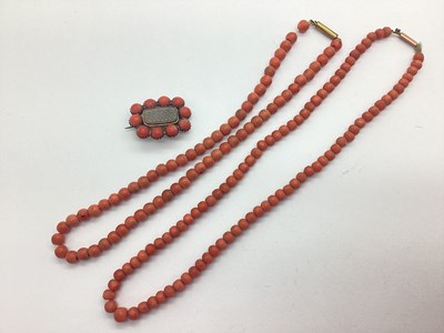 Lot 244 - A XIX Century Coral and Hair Work Mourning...