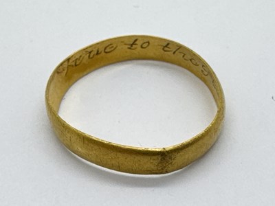 Lot 285 - A c.XVII Century Posy Ring, plain band...