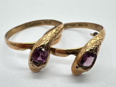 Lot 275 - Two Edwardian 9ct Rose Gold Single Stone Set...