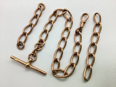 Lot 370 - A 9ct Gold Elongated Link Watch Chain, to...