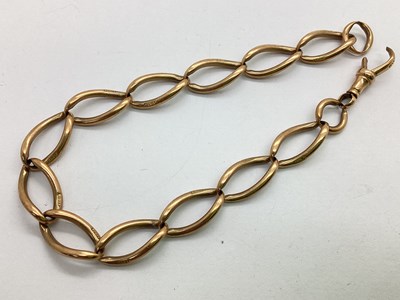 Lot 369 - A 9ct Gold Partial Watch Chain, the elongated...
