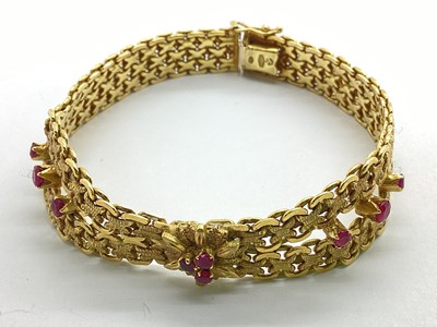 Lot 218 - A Fancy Link Stone Set Bracelet, the centre...