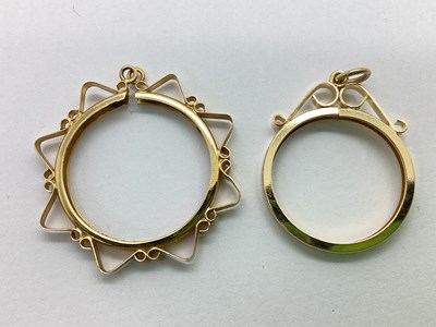 Lot 191 - Two 9ct Gold Coin Pendant Mounts, (total...