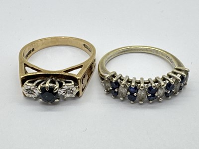 Lot 281 - A 9ct Gold Sapphire and Diamond Three Stone...