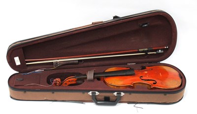 Lot 1384 - A Late XIX Century Violin, with two piece back,...
