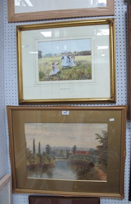 Lot 1471 - Wilson, Picking Wild Flowers, watercolour 22 x...