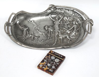 Lot 1263 - A W.M.F. Pewter Two-Handled Shaped Oval Dish,...