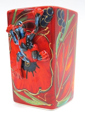 Lot 1254 - Anita Harris 'Tree Frog' Square Vase, gold...