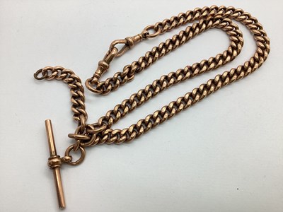 Lot 366 - A 9ct Gold Rose Gold Curb Link Albert Chain,...