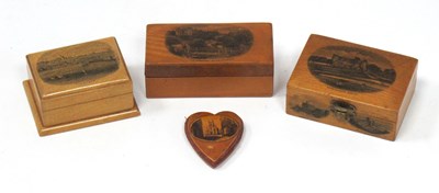 Lot 1314 - Three Rectangular Mauchline Ware Treen Trinket...