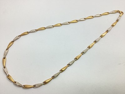 Lot 179 - A 9ct Gold Two Tone Panel Collarette Necklace,...