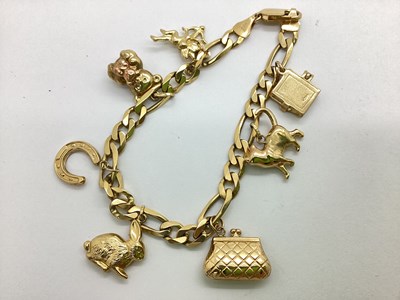 Lot 232 - A 9ct Gold Figaro Link Charm Bracelet,...