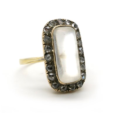 Lot 257 - An Antique Moonstone and Diamond Rectangular...