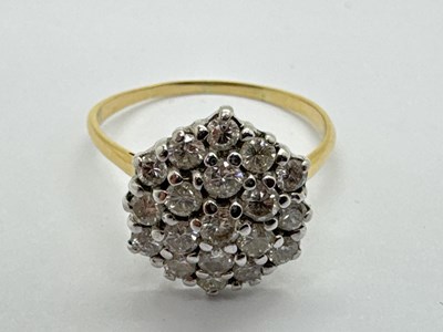 Lot 252 - A Large Diamond Cluster Ring, of hexagonal...
