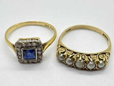 Lot 254 - A Dainty Sapphire and Diamond Square Cluster...