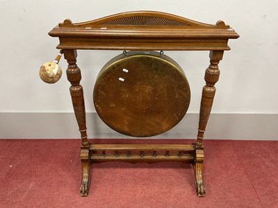 Lot 1564 - An Early XX Century Walnut Framed Dinner Gong,...
