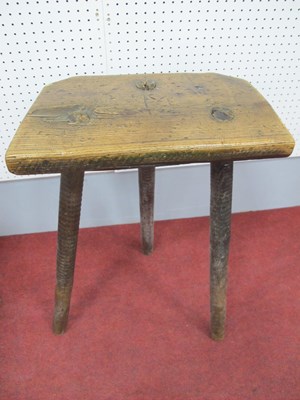 Lot 1528 - A XIX Century Elm Cutlers Stool, with ring...