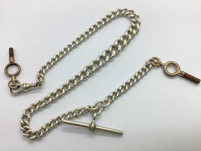 Lot 354 - A Hallmarked Silver Curb Link Watch Chain, the...