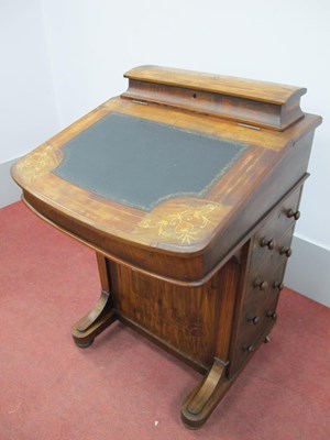 Lot 1560 - A XIX Century Walnut Inlaid Davenport, with...