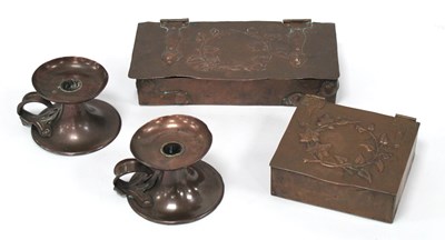 Lot 1259 - A Pair of Early XX Century Art Nouveau Copper...