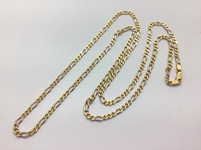 Lot 166 - A Two Tone Figaro Link Chain, stamped "750",...