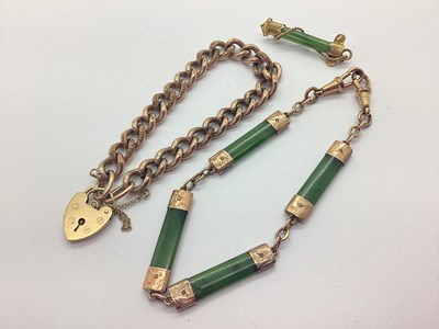 Lot 236 - An Antique Style Jade Coloured Panel Bracelet,...