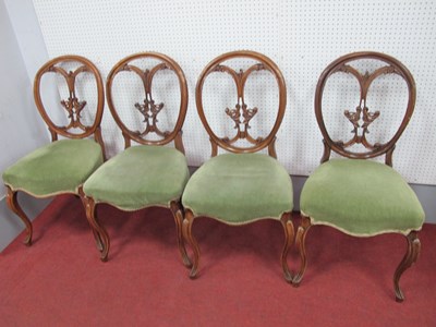 Lot 1543 - A Set of Four XIX Century Walnut Salon Chairs,...