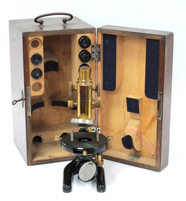 Lot 1284 - A Carl Zeiss Jena Microscope, No 85955, brass...