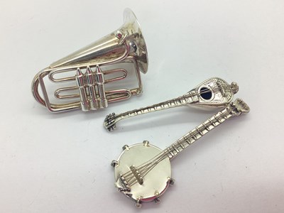 Lot 112 - A Novelty Miniature Model of a Banjo, stamped "...
