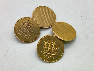 Lot 362 - A Pair of 9ct Gold Cufflinks, the circular...
