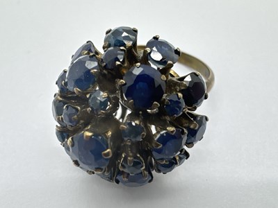 Lot 267 - A 1960's Style Sapphire High Cluster Ring,...