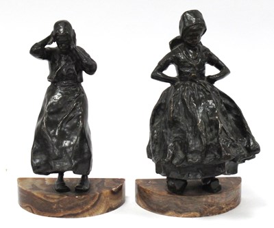 Lot 1273 - A Pair of Early XX Century Bronze Figures of...