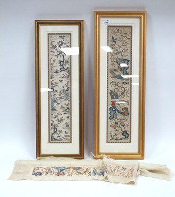 Lot 1143 - Three Early XX Century Chinese Silk Sleeve...