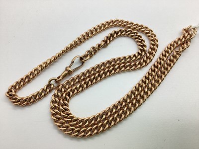 Lot 371 - A 9ct Gold Curb Link Watch Chain, each link of...