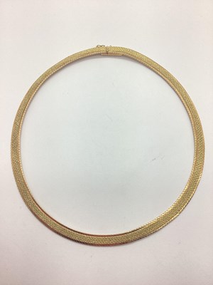 Lot 182 - A 9ct Gold Flat Link Collarette Necklace, the...