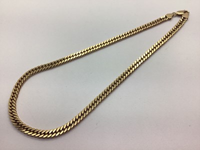 Lot 169 - A Modern Flat Curb Link Chain Necklace, of...