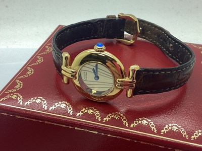 Lot 307 - Must de Cartier; A 925 Vermeil Quartz Ladies...