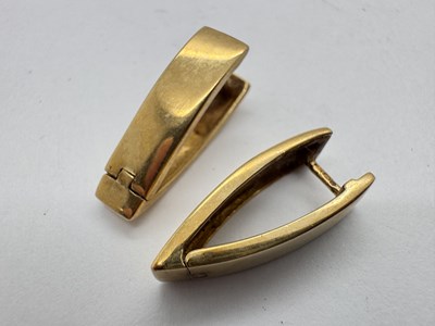 Lot 155 - A Pair of 9ct Gold Modern Panel Style Creole...