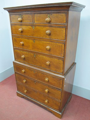 Lot 1577 - A Late XVIII Century Oak Chest on Chest, with...